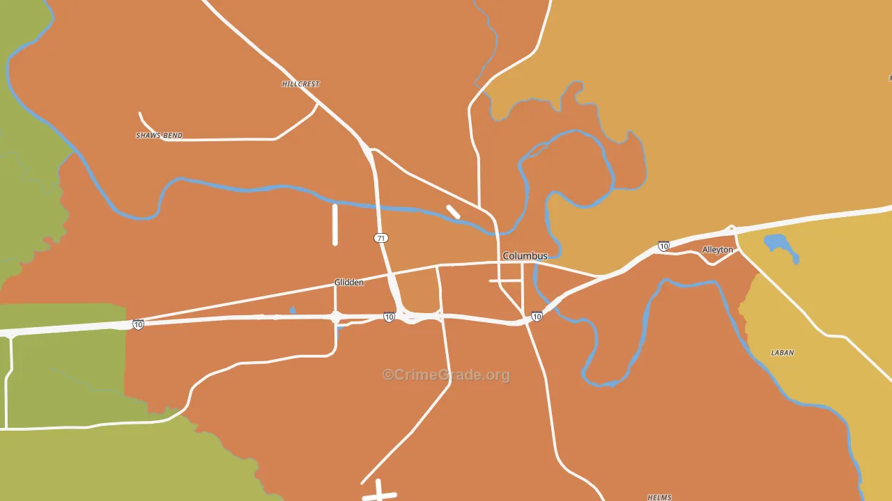 78934, TX Map of Drug-Related Crime Rates