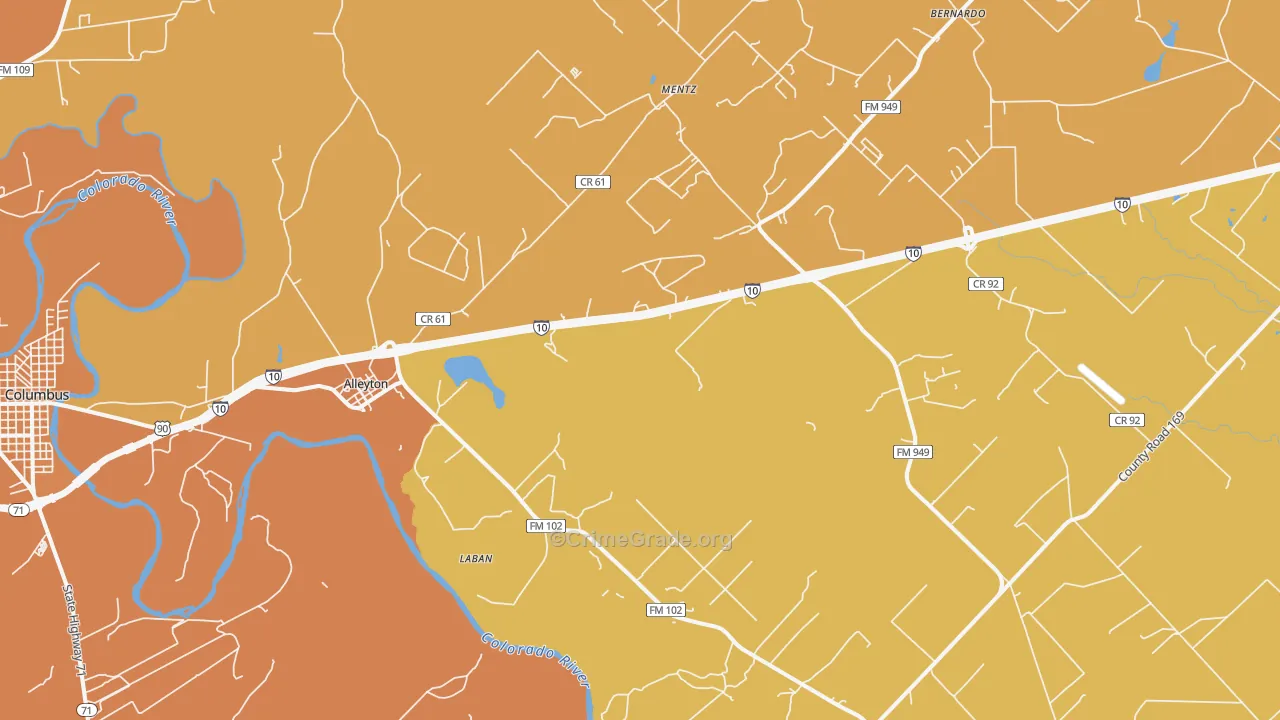 78935, TX Map of Drug-Related Crime Rates