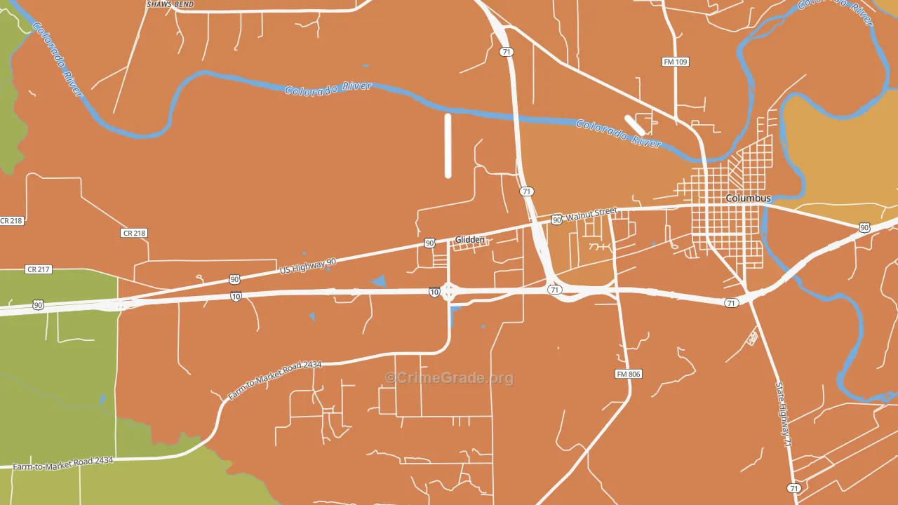 78943, TX Map of Drug-Related Crime Rates