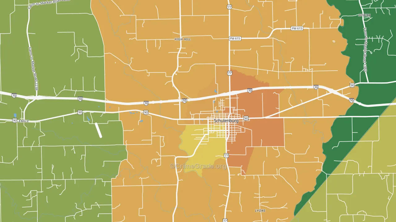 78956, TX Map of Drug-Related Crime Rates