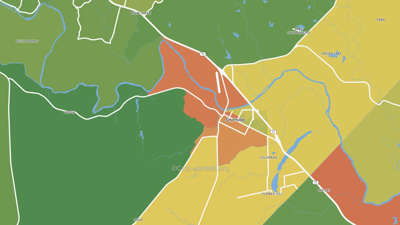 78957, TX Map of Drug-Related Crime Rates