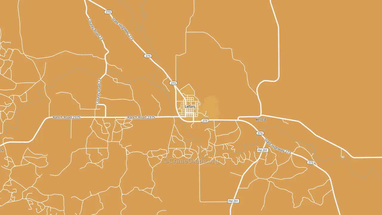 79054, TX Map of Drug-Related Crime Rates