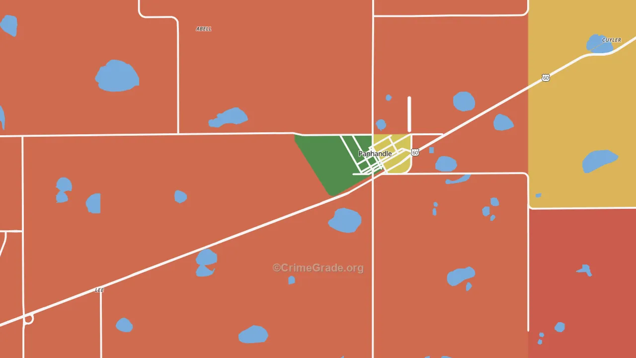 79068, TX Map of Drug-Related Crime Rates