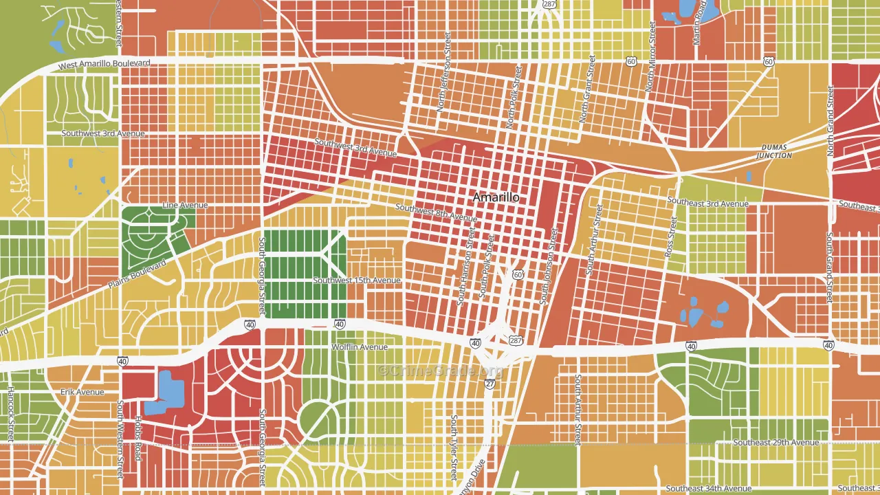 79101, TX Map of Drug-Related Crime Rates