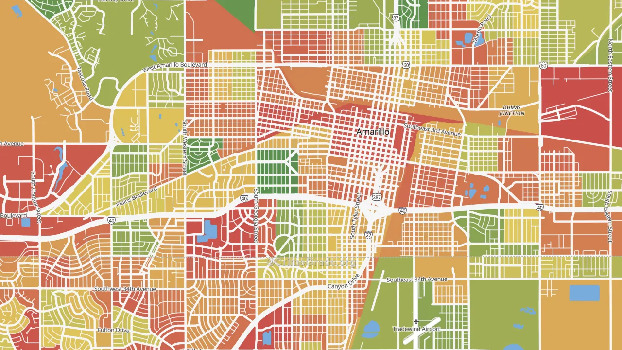79102, TX Map of Drug-Related Crime Rates