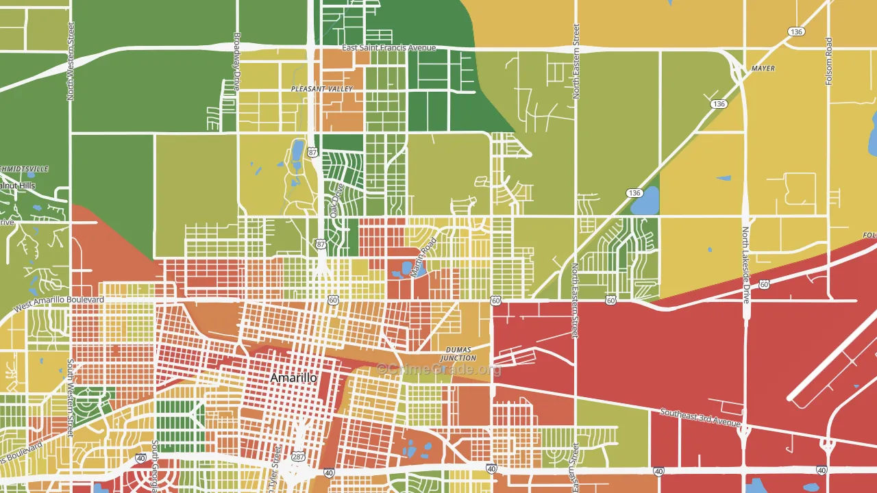 79107, TX Map of Drug-Related Crime Rates