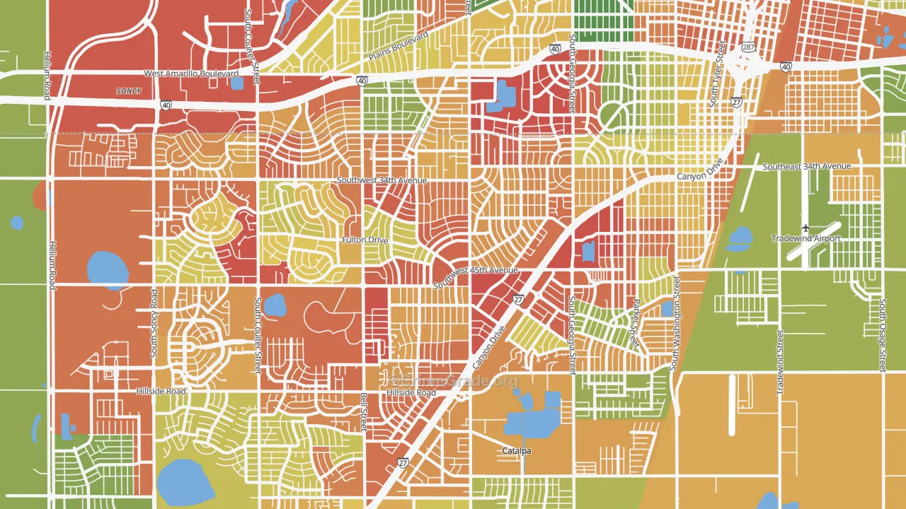 79109, TX Map of Drug-Related Crime Rates