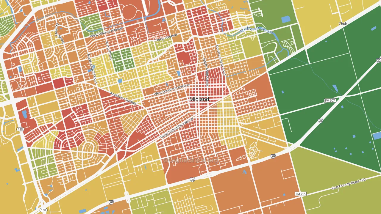 79701, TX Map of Drug-Related Crime Rates