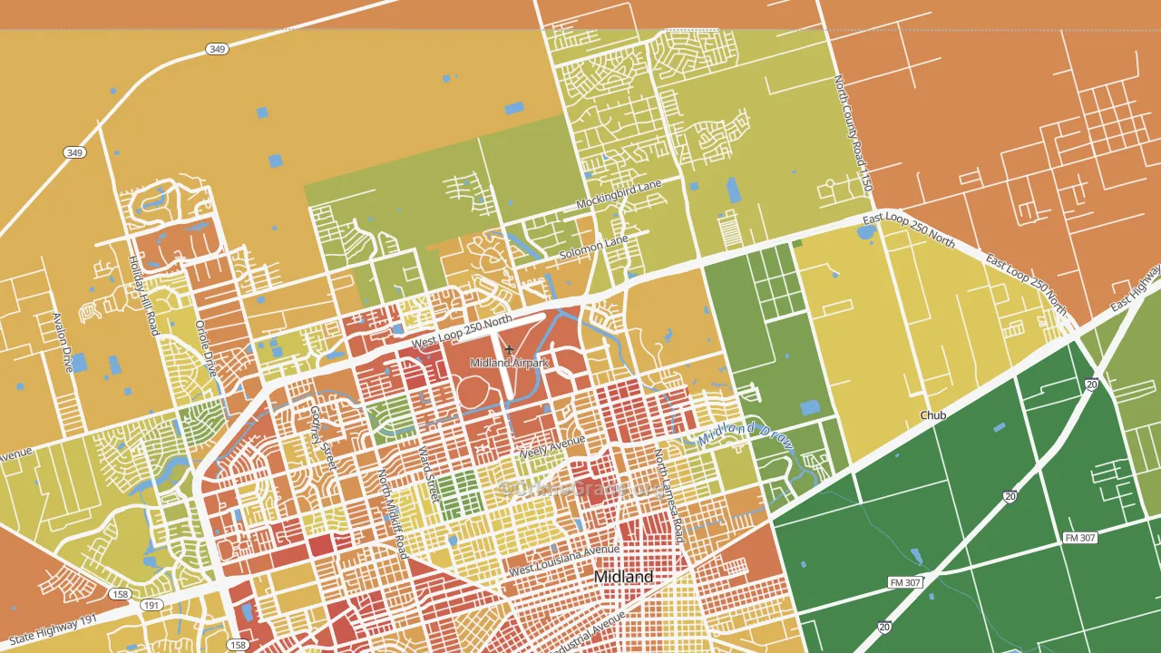 79705, TX Map of Drug-Related Crime Rates