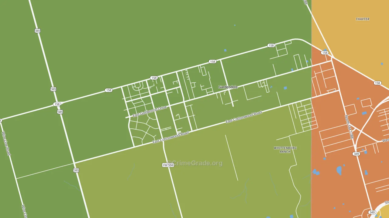 79758, TX Map of Drug-Related Crime Rates