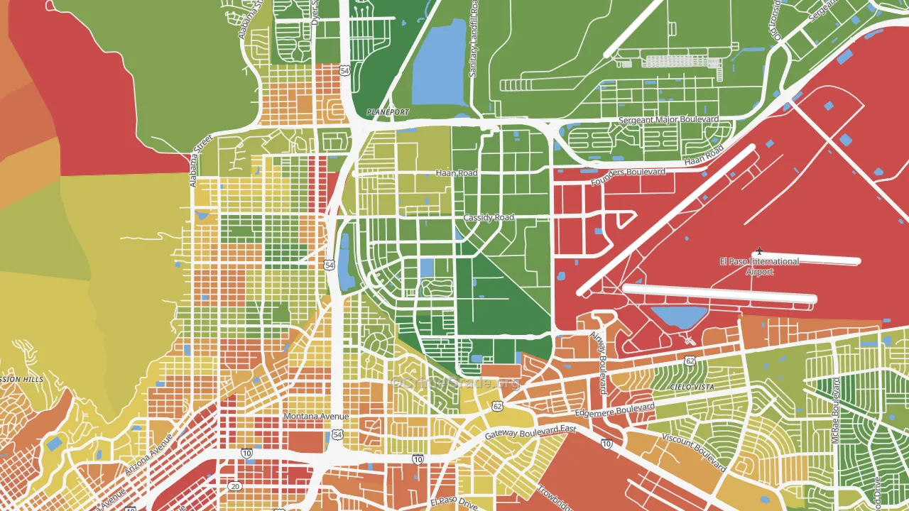 79906, TX Map of Drug-Related Crime Rates