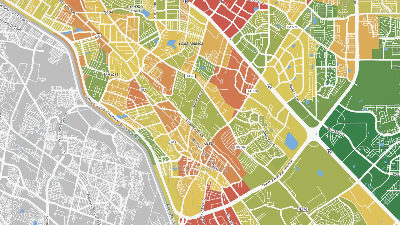 79907, TX Map of Drug-Related Crime Rates