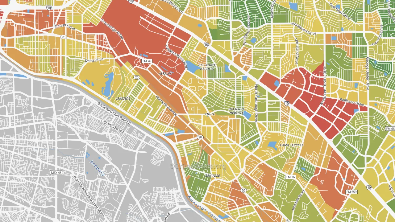 79915, TX Map of Drug-Related Crime Rates