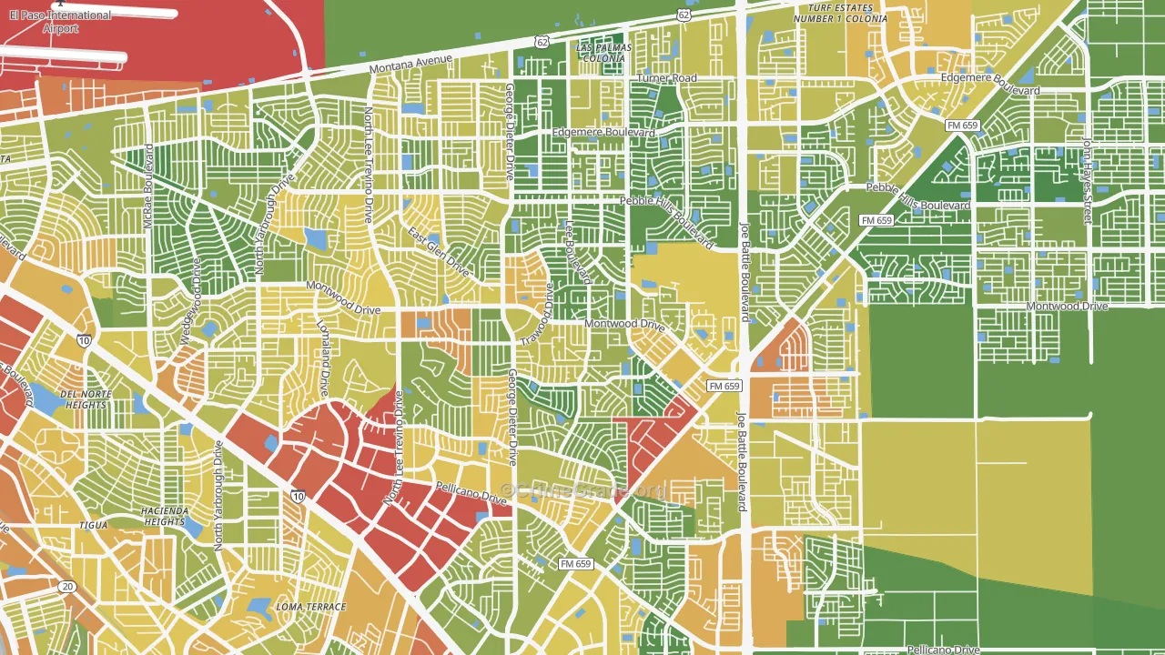 79936, TX Map of Drug-Related Crime Rates