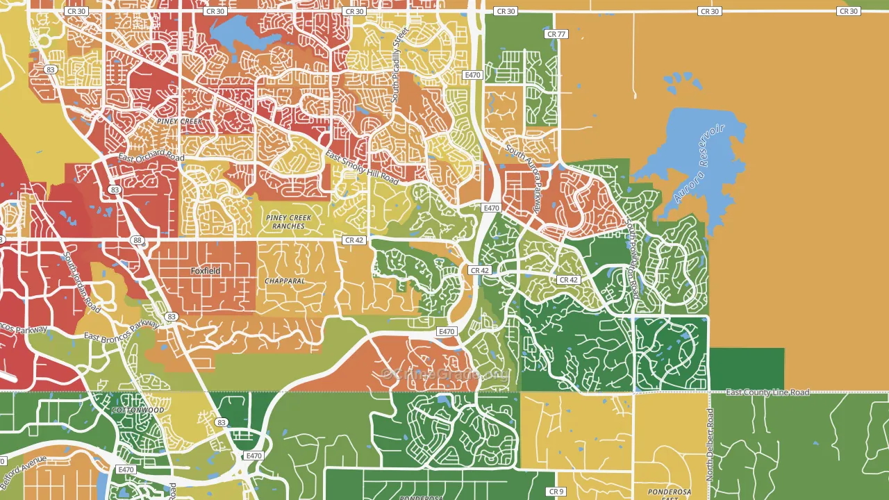 80016, CO Map of Drug-Related Crime Rates