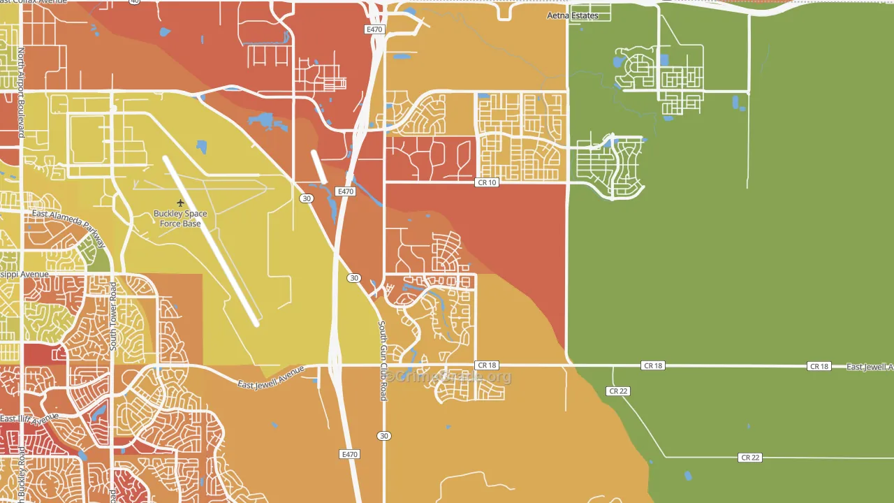 80018, CO Map of Drug-Related Crime Rates