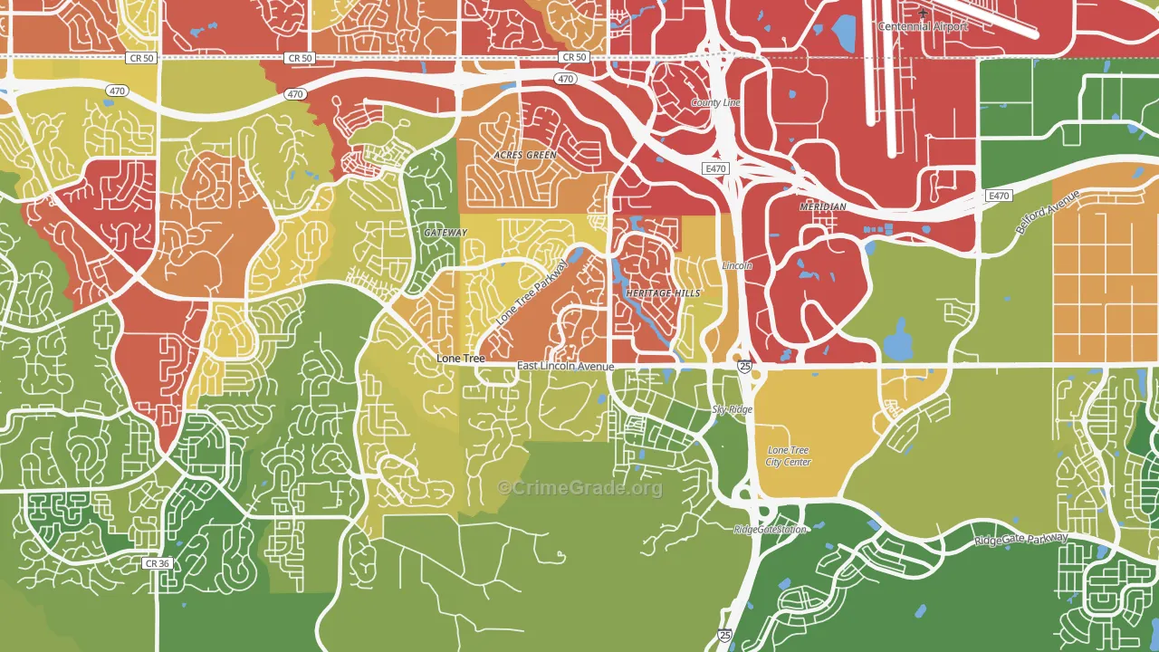 80124, CO Map of Drug-Related Crime Rates