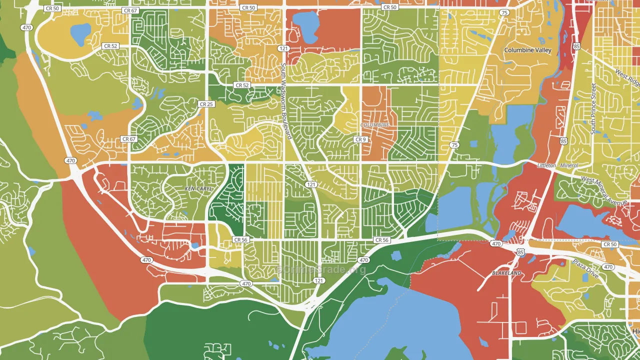 80128, CO Map of Drug-Related Crime Rates
