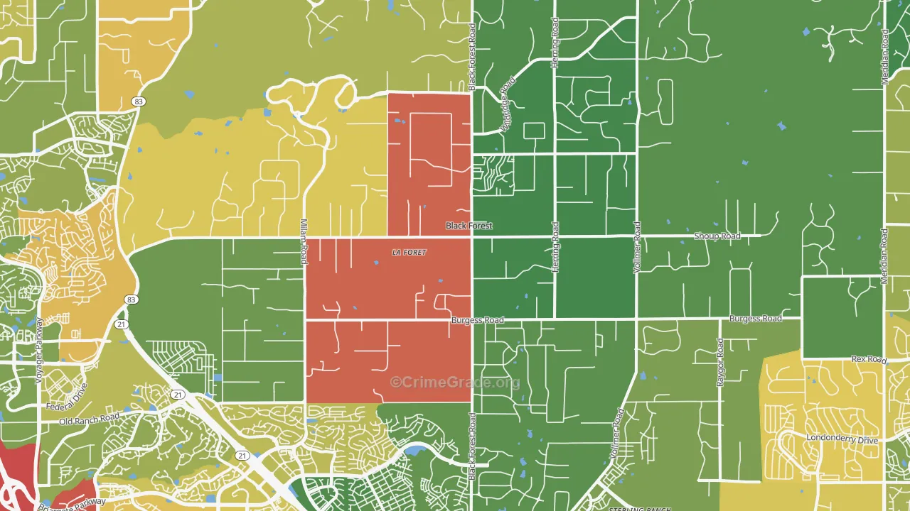 80908, CO Map of Drug-Related Crime Rates