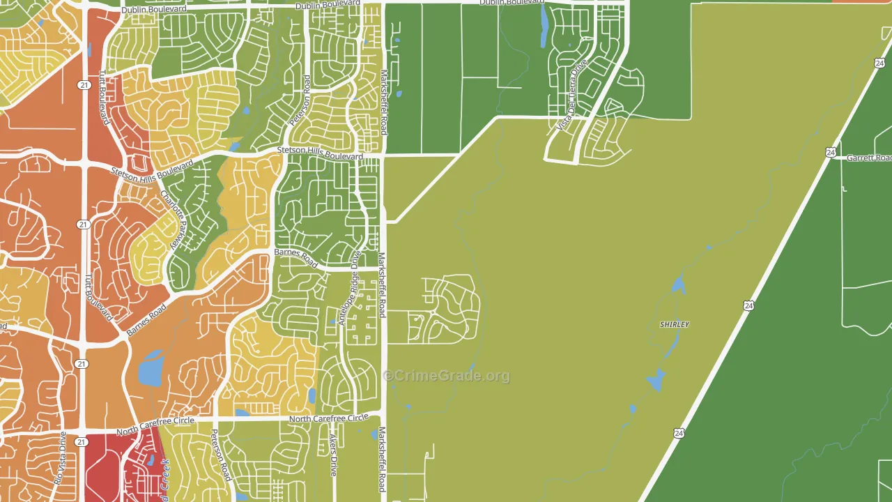 80938, CO Map of Drug-Related Crime Rates