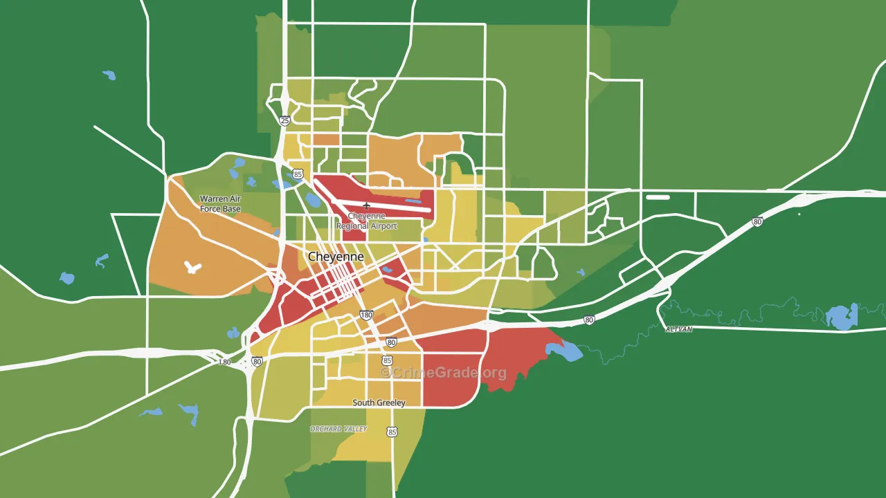 82001, WY Map of Drug-Related Crime Rates