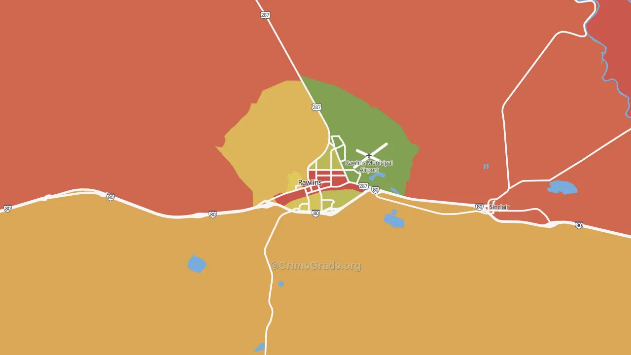 82301, WY Map of Drug-Related Crime Rates