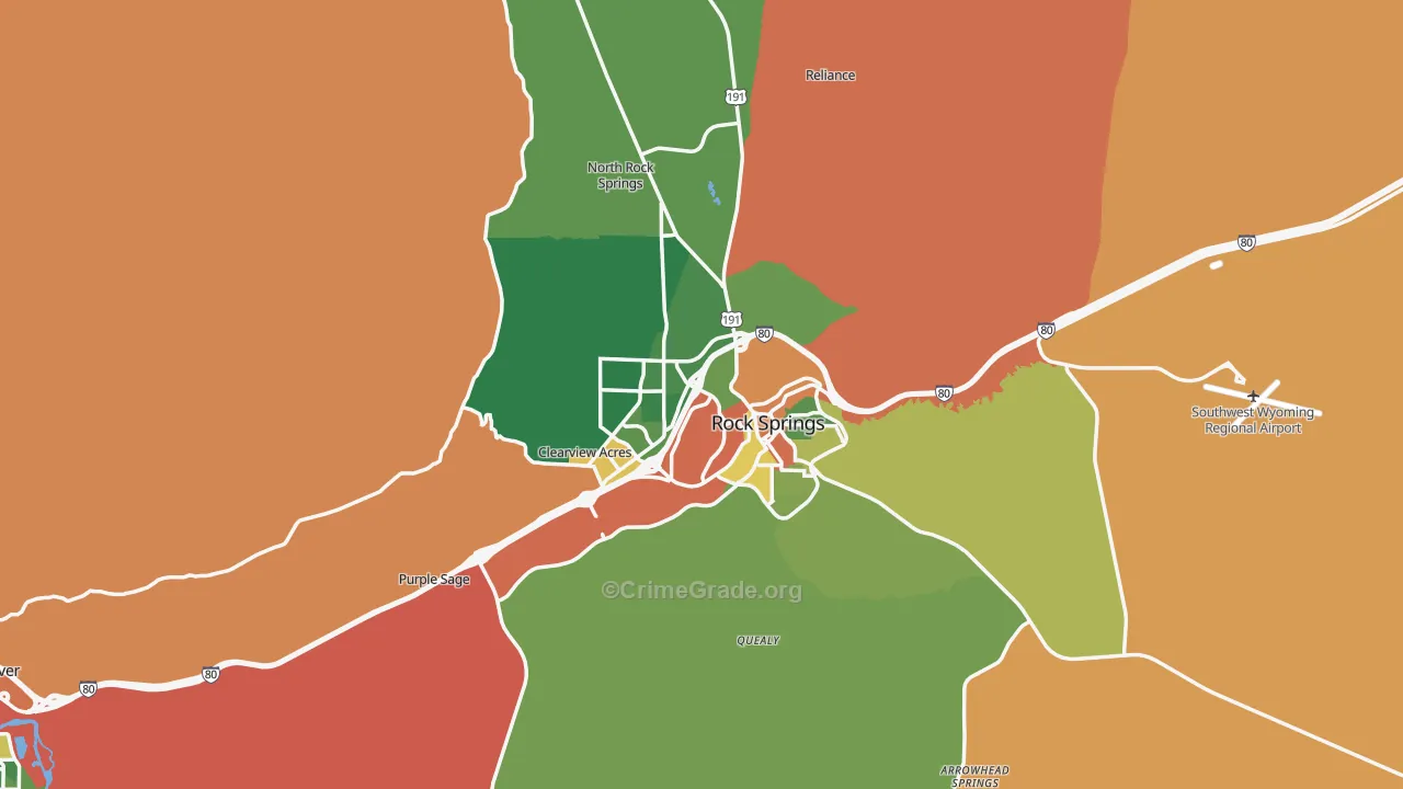 82901, WY Map of Drug-Related Crime Rates