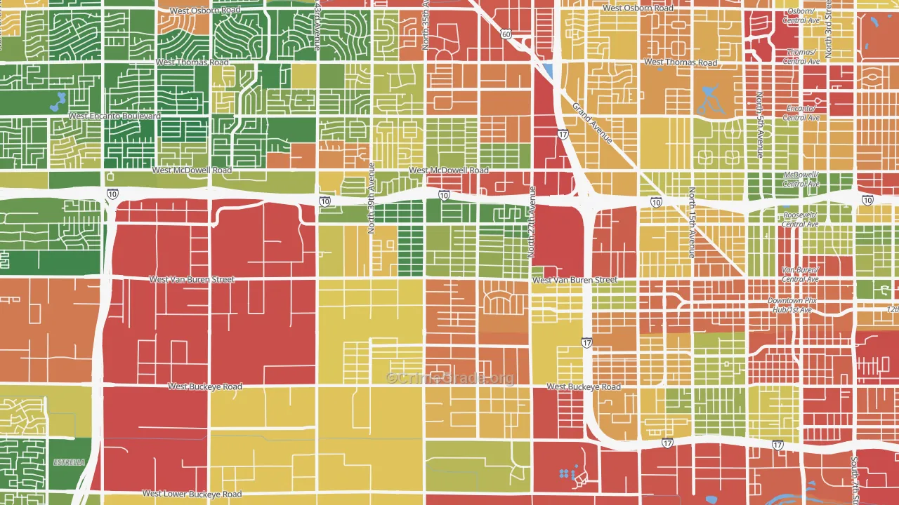 85009, AZ Map of Drug-Related Crime Rates