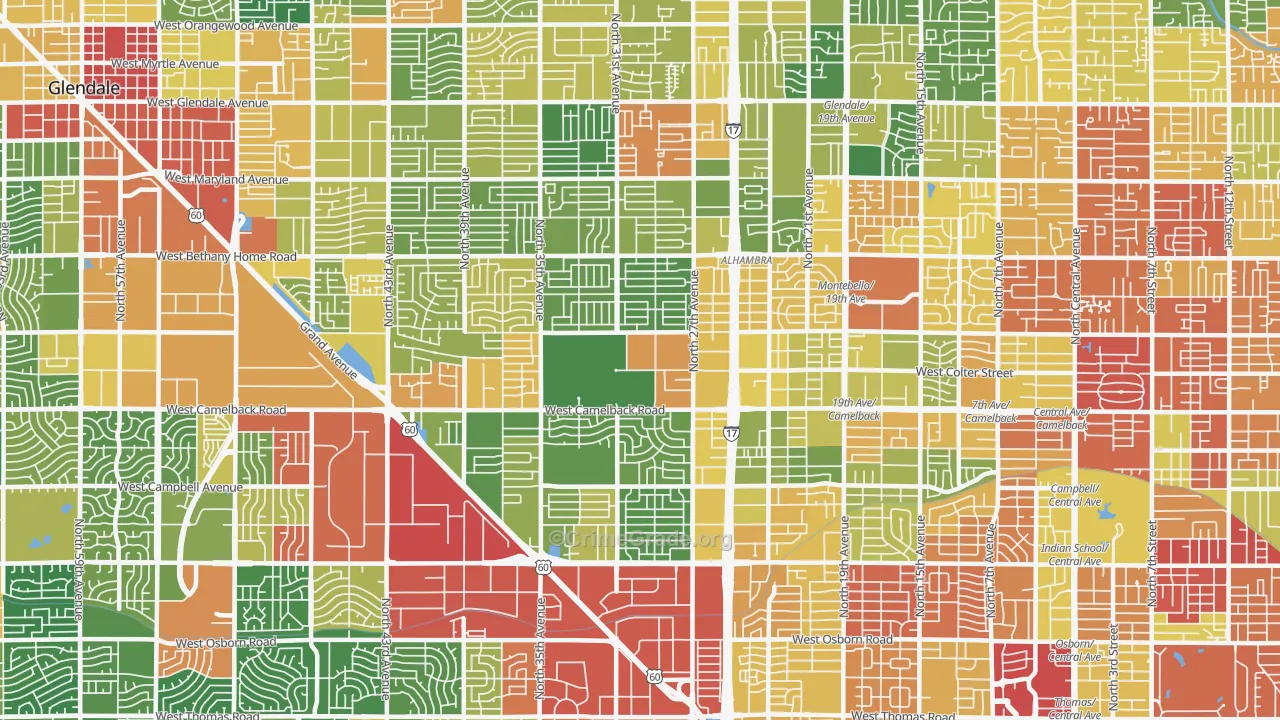 85017, AZ Map of Drug-Related Crime Rates