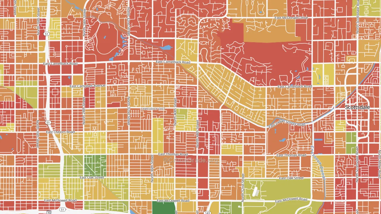 85018, AZ Map of Drug-Related Crime Rates