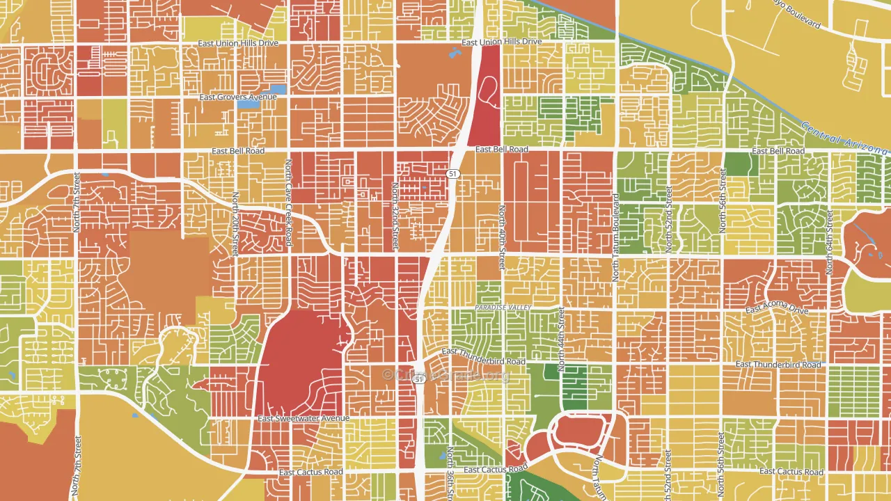 85032, AZ Map of Drug-Related Crime Rates