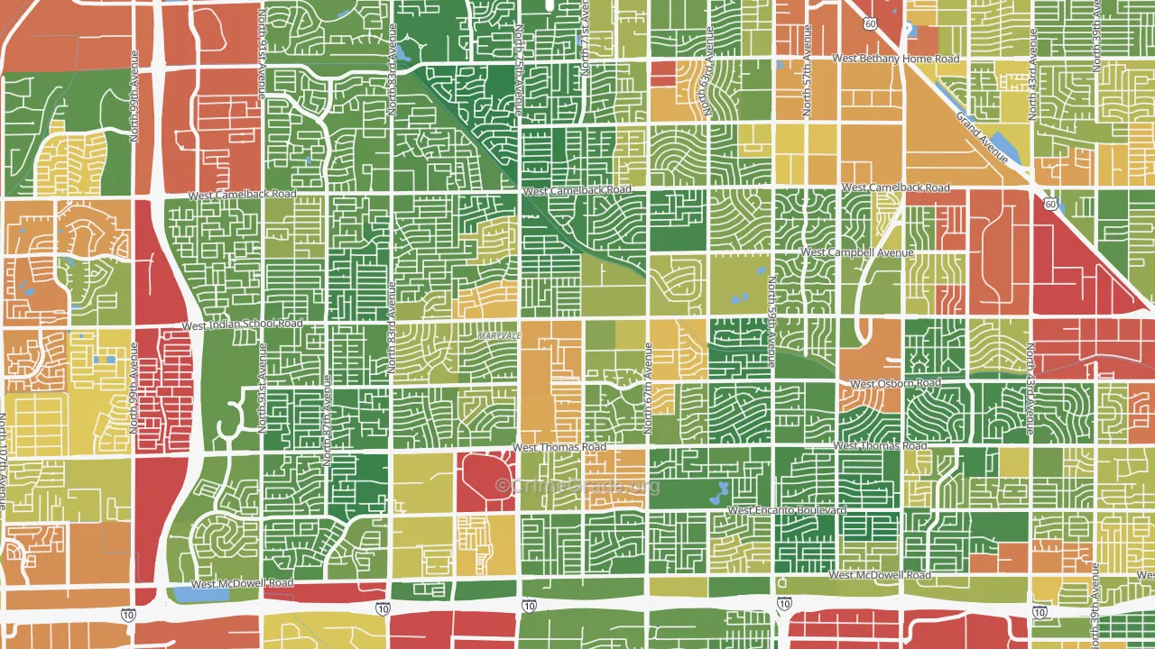 85033, AZ Map of Drug-Related Crime Rates