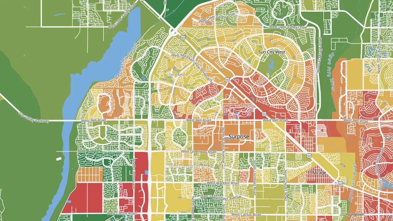 85374, AZ Map of Drug-Related Crime Rates