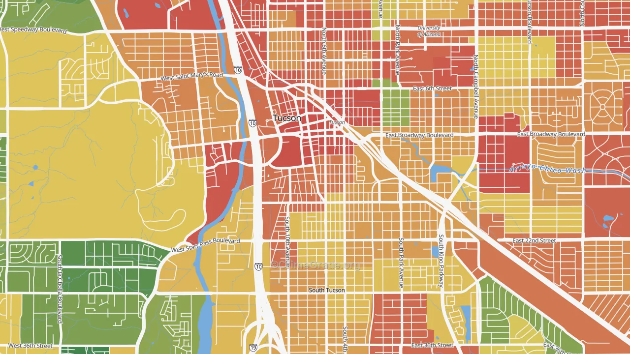 85701, AZ Map of Drug-Related Crime Rates