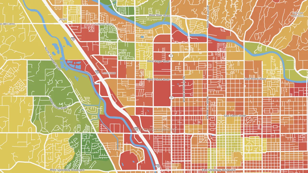 85705, AZ Map of Drug-Related Crime Rates