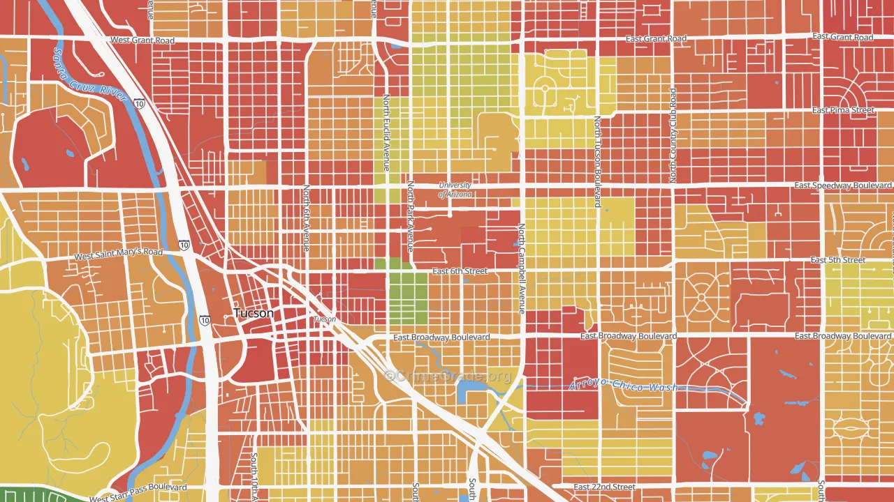 85721, AZ Map of Drug-Related Crime Rates