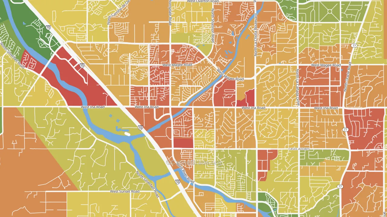 85741, AZ Map of Drug-Related Crime Rates