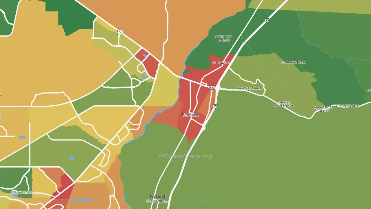 87004, NM Map of Drug-Related Crime Rates