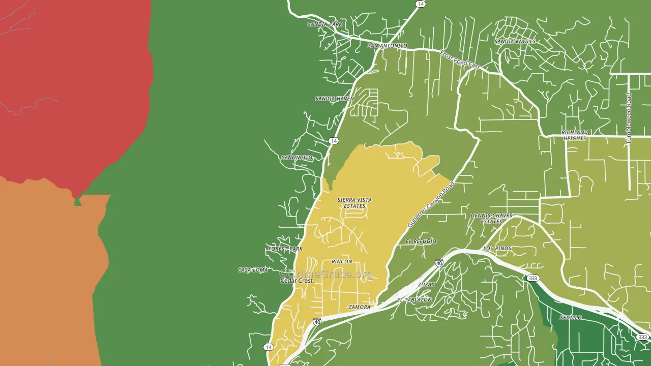 87008, NM Map of Drug-Related Crime Rates