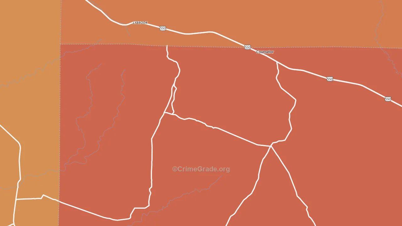 87018, NM Map of Drug-Related Crime Rates