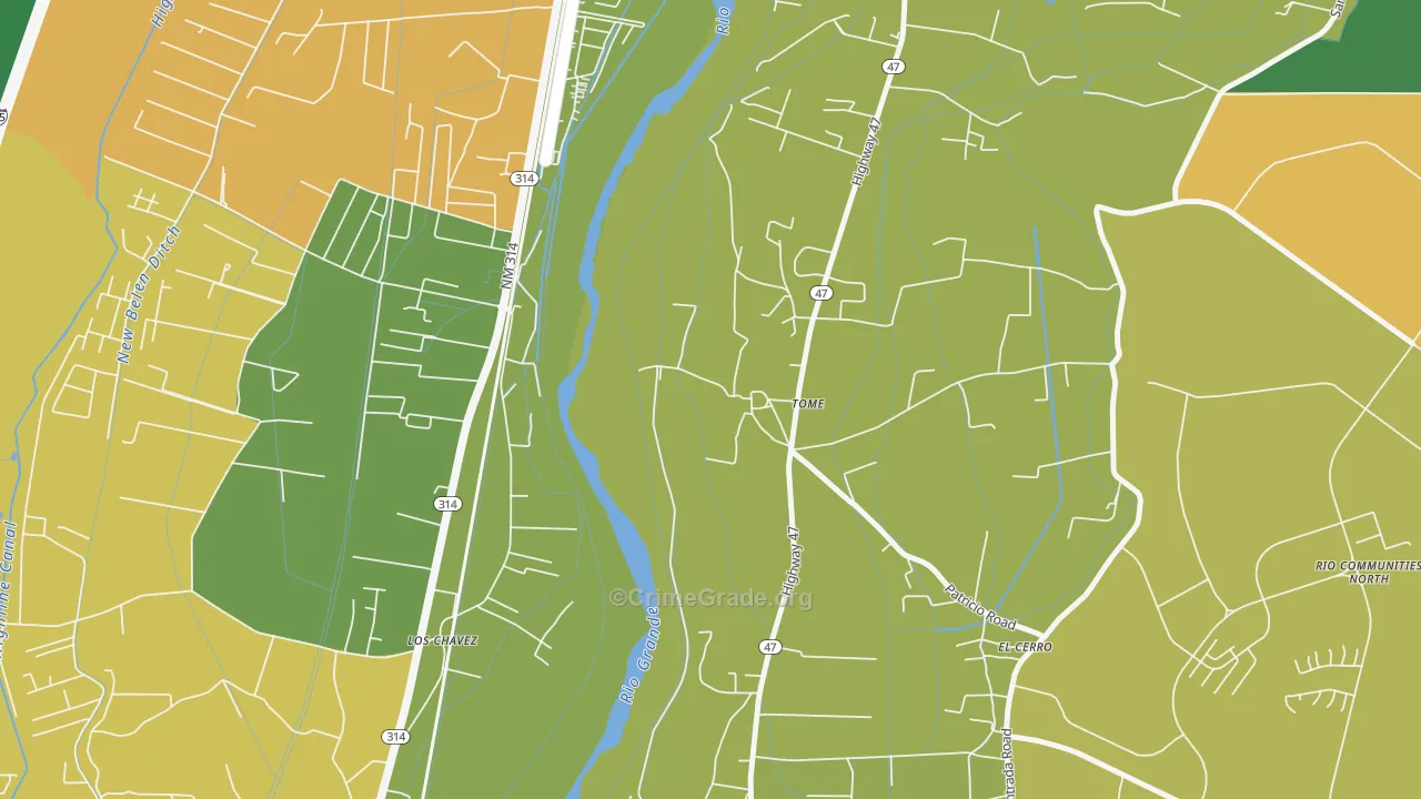 87060, NM Map of Drug-Related Crime Rates