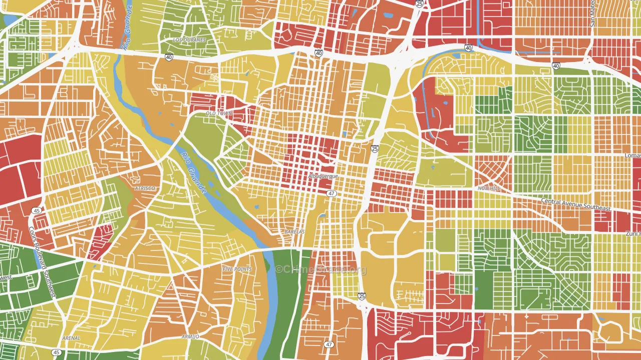 87102, NM Map of Drug-Related Crime Rates