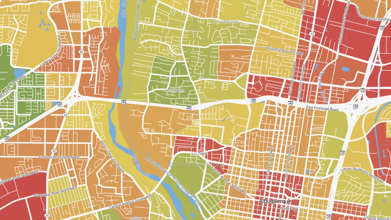 87104, NM Map of Drug-Related Crime Rates