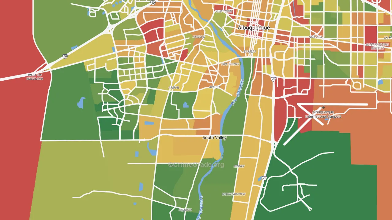 87105, NM Map of Drug-Related Crime Rates