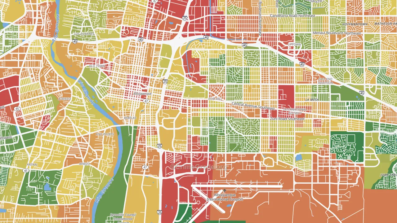 87106, NM Map of Drug-Related Crime Rates