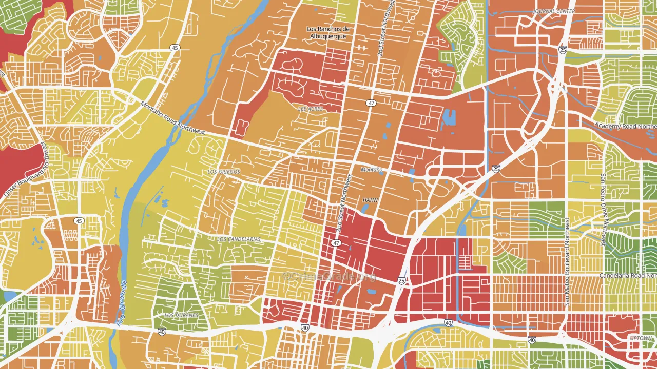 87107, NM Map of Drug-Related Crime Rates