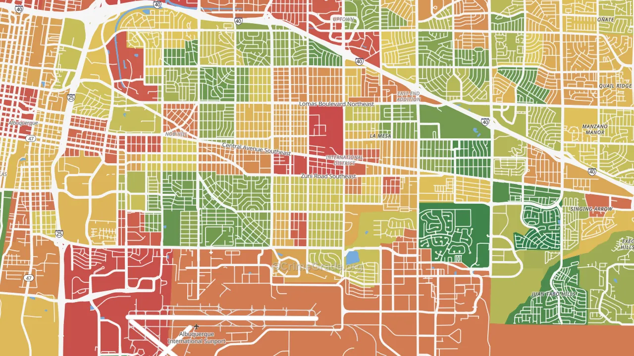 87108, NM Map of Drug-Related Crime Rates