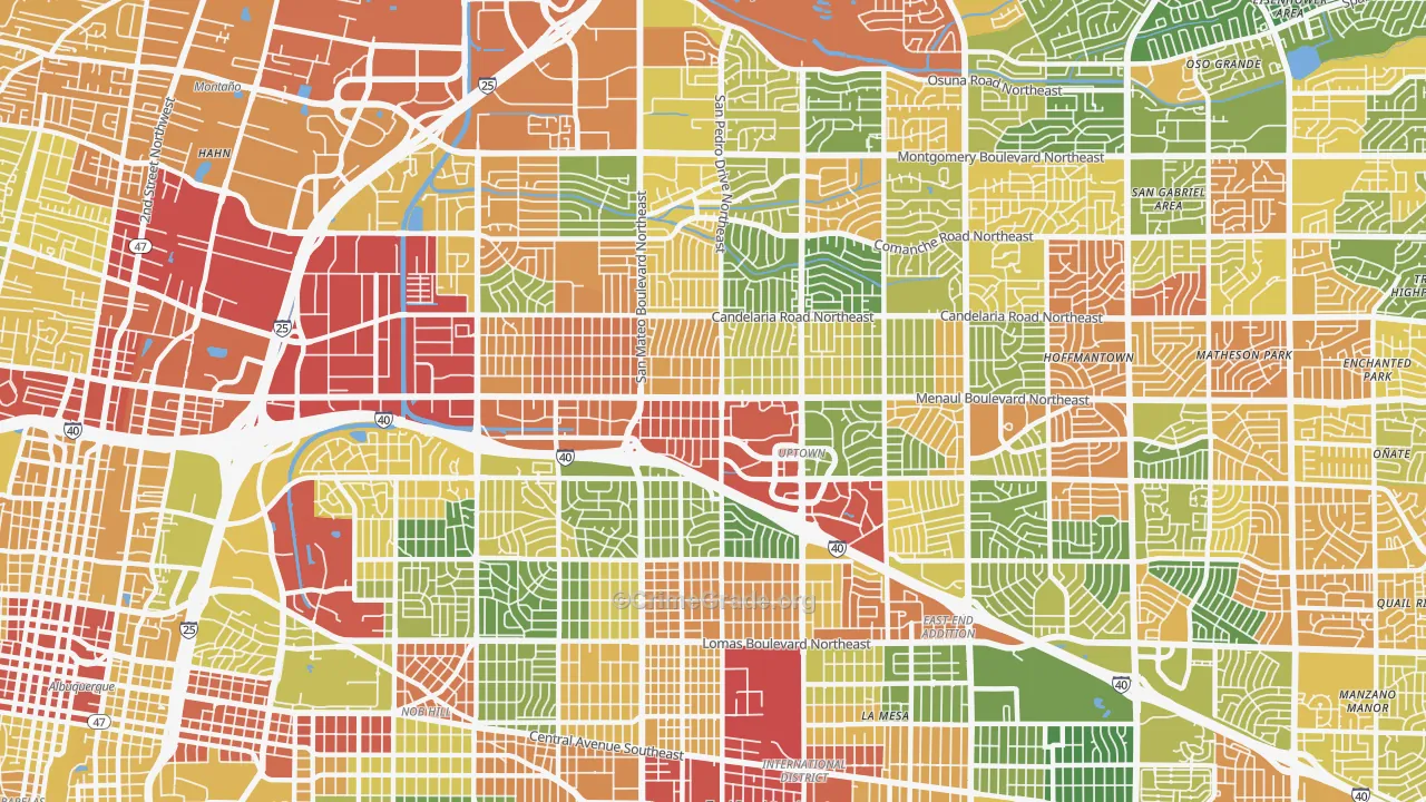 87110, NM Map of Drug-Related Crime Rates