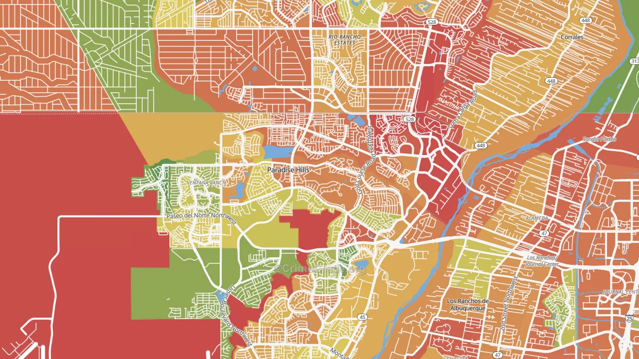 87114, NM Map of Drug-Related Crime Rates