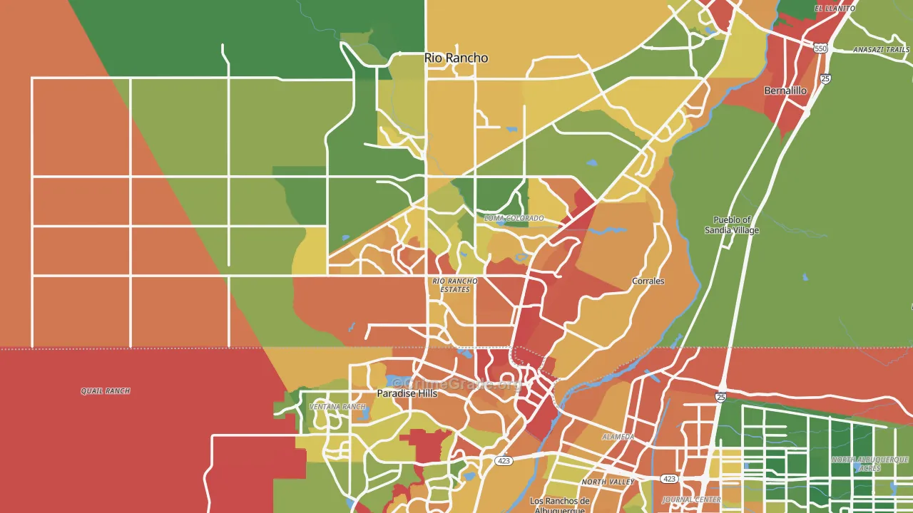 87124, NM Map of Drug-Related Crime Rates